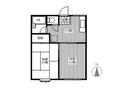 ヴィラ板戸A棟(2DK/2階)の間取り写真