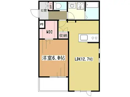 オハナハウス(1LDK/2階)の間取り写真