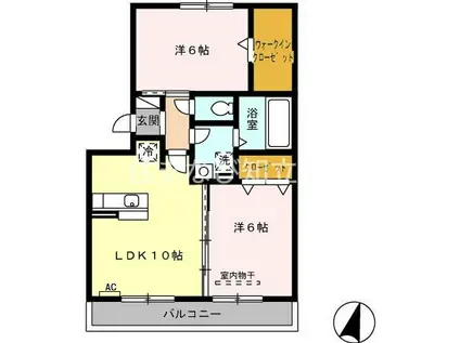 名鉄西尾線 桜井駅(愛知) 徒歩11分 3階建 築17年(2LDK/3階)の間取り写真