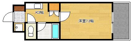 第3コーポ倉本(1K/7階)の間取り写真