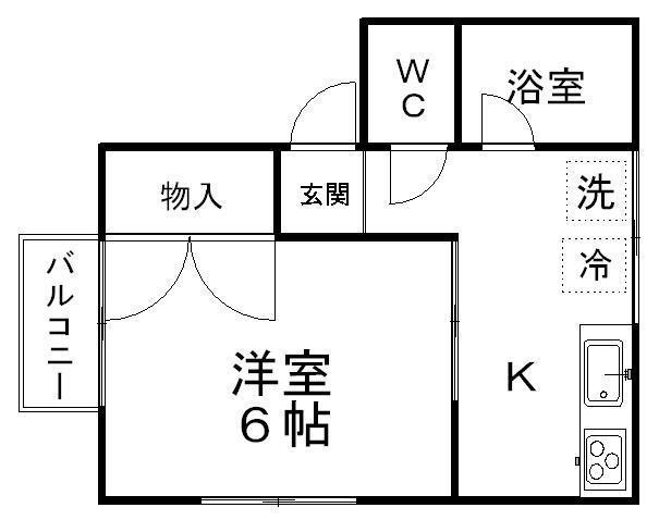 プラザ学園前(1K/2階)の間取り写真