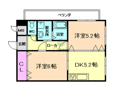 グランソレイユ曽根II(2DK/3階)の間取り写真