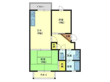 メゾングランデージ金屋(2DK/4階)の間取り写真