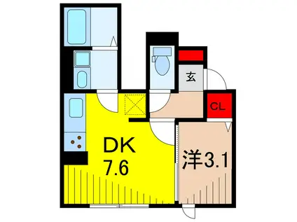 エクセリア高砂(1DK/1階)の間取り写真