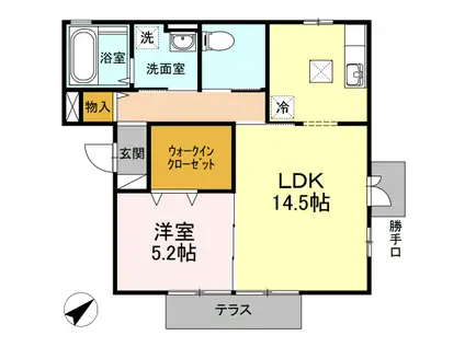 GREEN COURT(1LDK/1階)の間取り写真