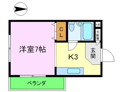 ジョイフル桂(1K/2階)の間取り写真