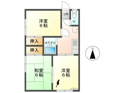 サンハイツ大久保B(3K/2階)の間取り写真