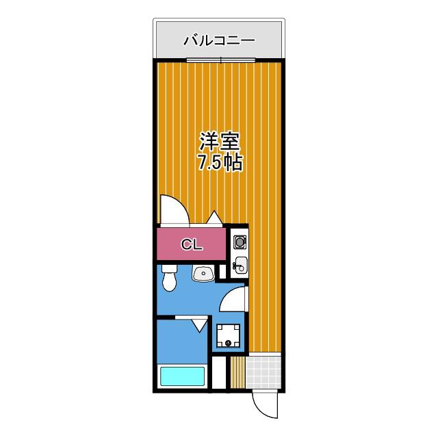キャッスル山村A(ワンルーム/2階)の間取り写真