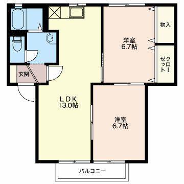 プレジオ(2LDK/2階)の間取り写真