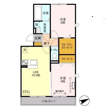 プランタン彩(2LDK/2階)の間取り写真