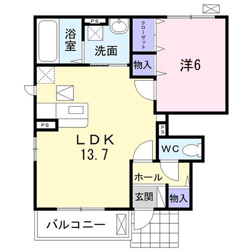 サン ガーデン(1LDK/1階)の間取り写真