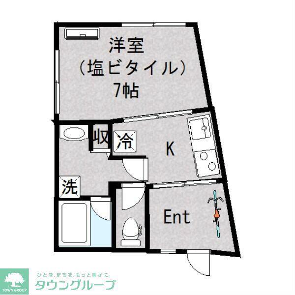 WJ・W-1(1K/1階)の間取り写真