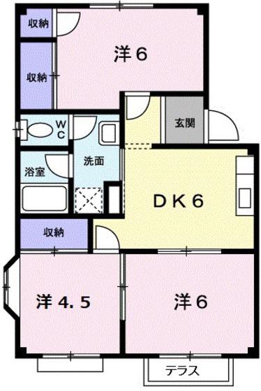 エルディム落合南 B(3DK/1階)の間取り写真