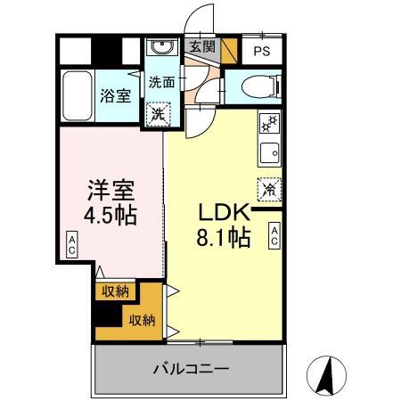 ニュートリノ要(1LDK/2階)の間取り写真