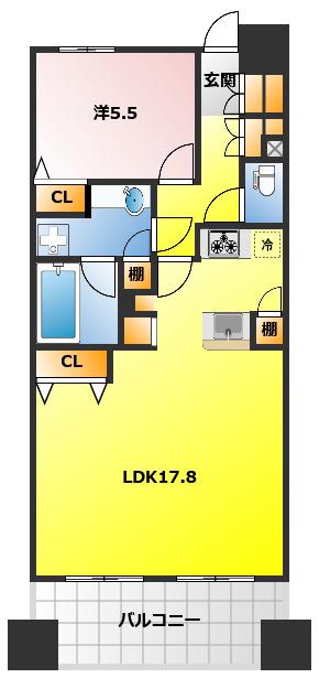 アルシオン本川越(1LDK/4階)の間取り写真