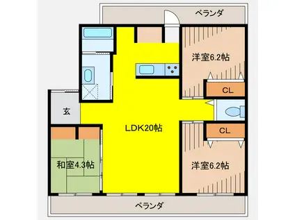 ファヴール(3LDK/3階)の間取り写真