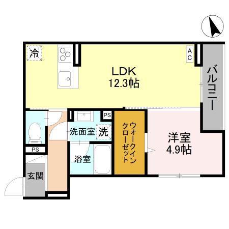 レジェンドワコー中央(1LDK/3階)の間取り写真