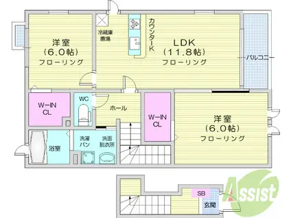 ホ-プヒルズ6番館(2LDK/2階)の間取り写真