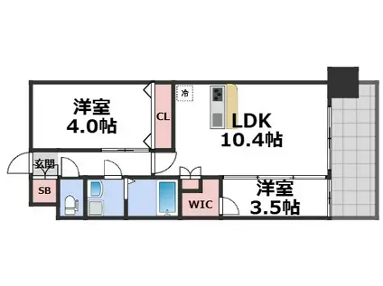 スプランディッドあびこ駅前(2LDK/7階)の間取り写真