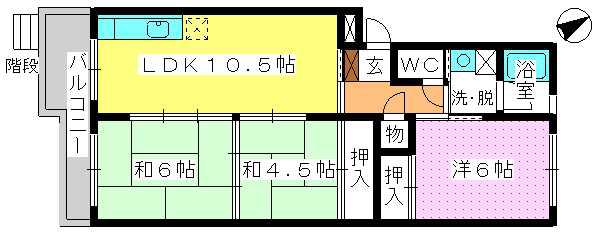 アベニュー88(3LDK/1階)の間取り写真
