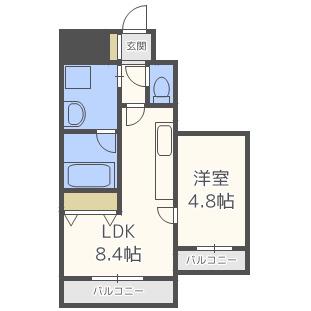 プレジオ都島(1LDK/6階)の間取り写真
