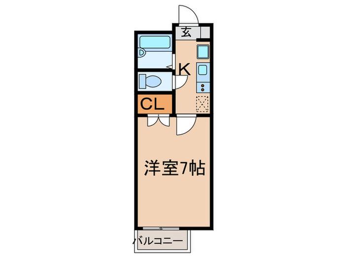 アムール21(1K/1階)の間取り写真