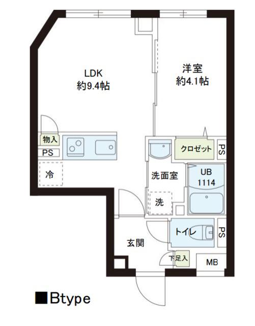 レピュア小石川レジデンス(1LDK/3階)の間取り写真