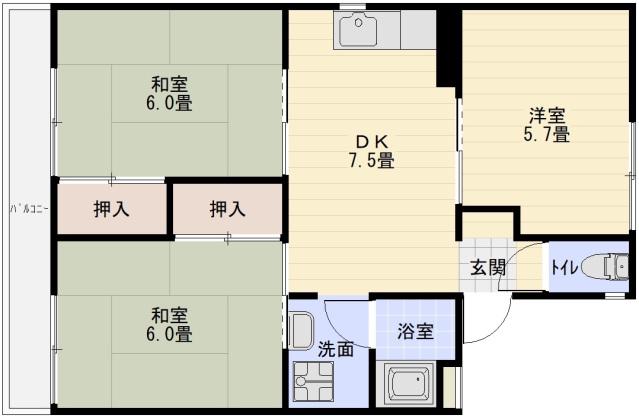 パレーシャル森田(3DK/2階)の間取り写真