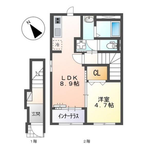 トワ マリー(1LDK/2階)の間取り写真