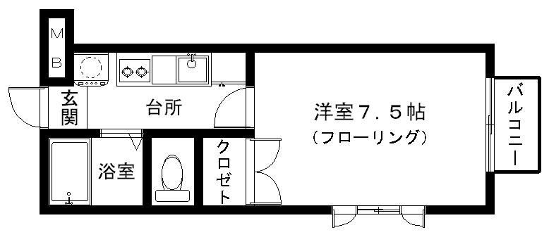 ズーリングII番館(1K/1階)の間取り写真