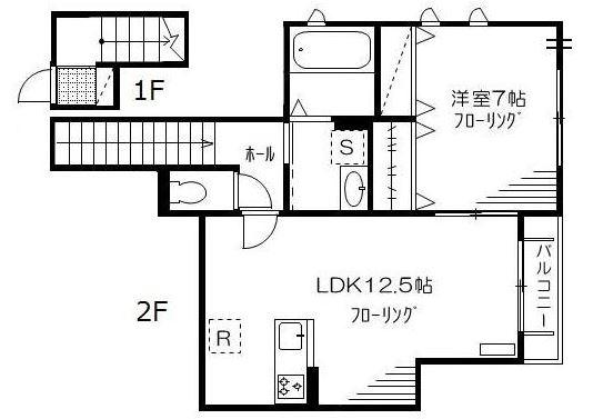 フライハイト(1LDK/2階)の間取り写真
