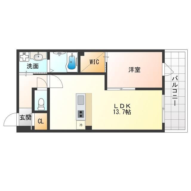サンティエ福島吉野(1LDK/2階)の間取り写真