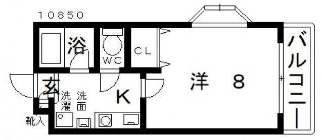 セイント(1K/2階)の間取り写真