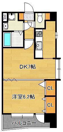 ニューサンリバー10番館(1DK/3階)の間取り写真