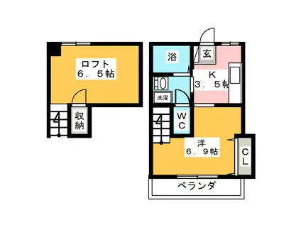 IL SOLE(1K/2階)の間取り写真