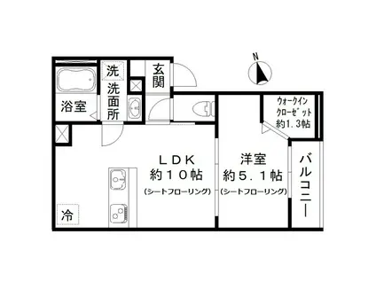 KIRSCHE(1LDK/1階)の間取り写真