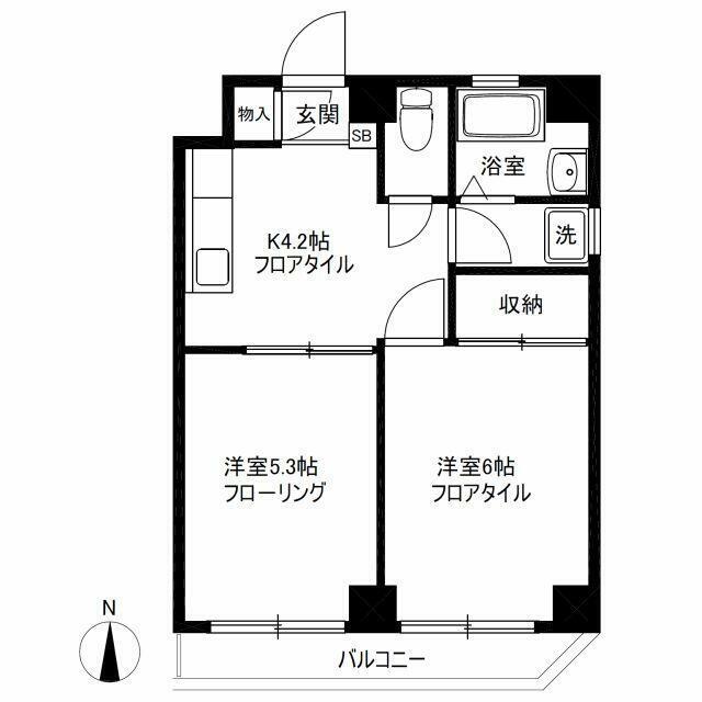 プティ白金(2K/2階)の間取り写真