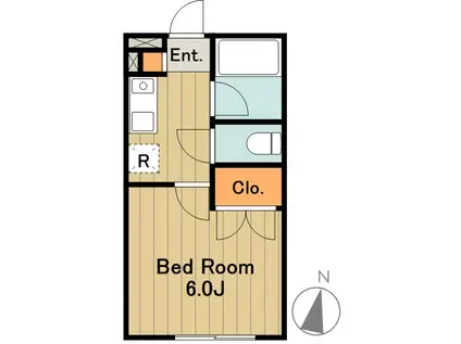 グリーンウッド 1(1K/2階)の間取り写真