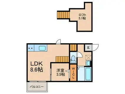 メゾンソレイユ(1LDK/2階)の間取り写真
