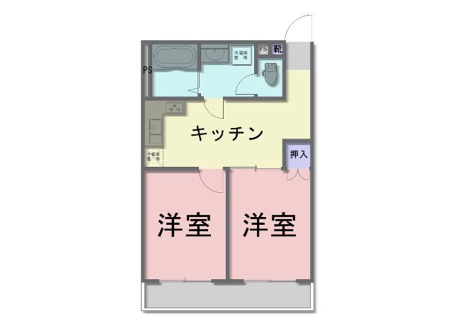 シャンボールとみざわII(2DK/3階)の間取り写真