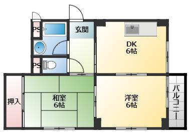 YS COURT(2DK/1階)の間取り写真