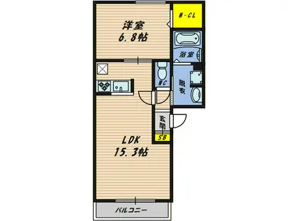 グレイスクレスト旭(1LDK/2階)の間取り写真