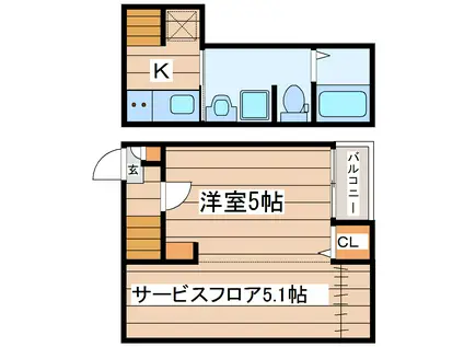 青葉ハウオリ(1K/2階)の間取り写真