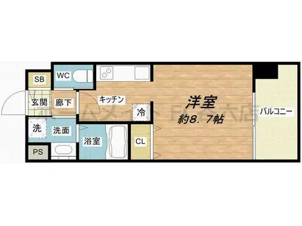 マンションはりげん(1K/5階)の間取り写真