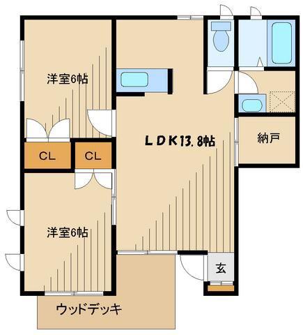 フォレカルティエ(2LDK/1階)の間取り写真
