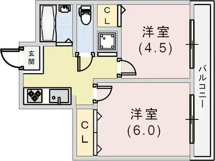 シティハイツ二宮(2K/2階)の間取り写真