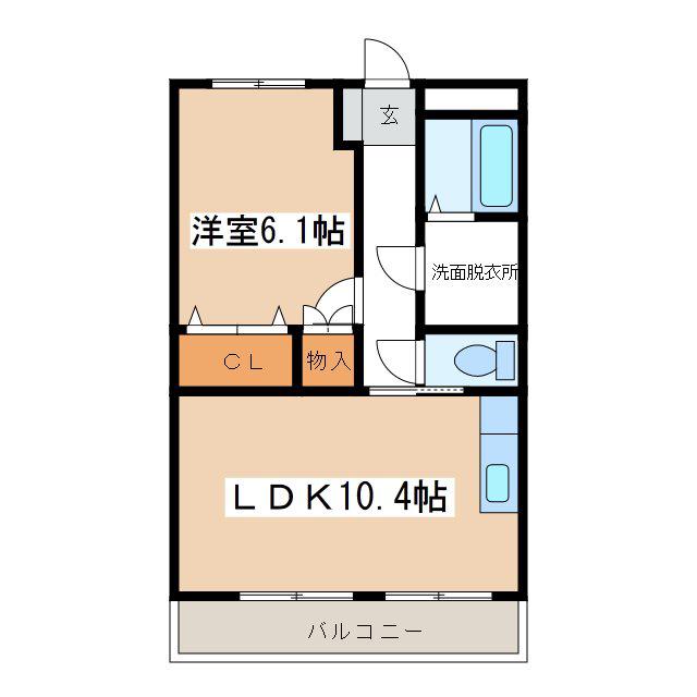 エポックシュー2番館(1LDK/2階)の間取り写真