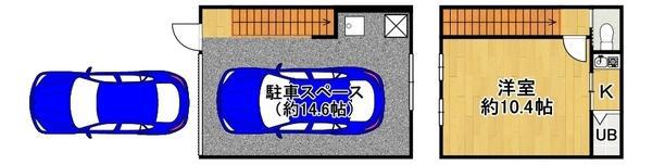 平尾5丁目ガレージハウス(ワンルーム/1階)の間取り写真