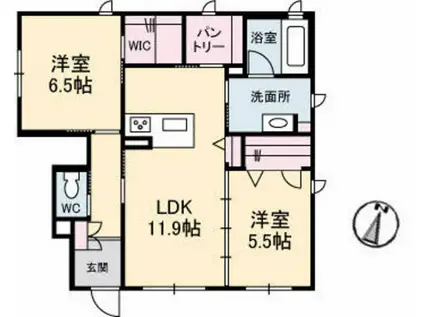 プロヌーブ桜西町(2LDK/1階)の間取り写真