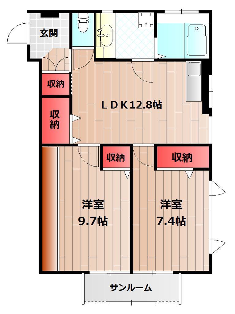 ラポー王子(2LDK/2階)の間取り写真